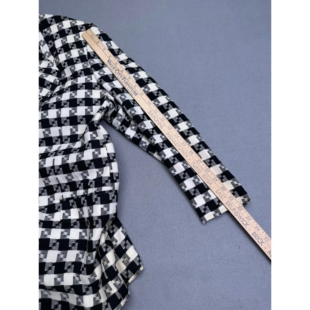 Saint Pierre Vintage Black White Geometric Checkered Blazer Jacket Womens XL